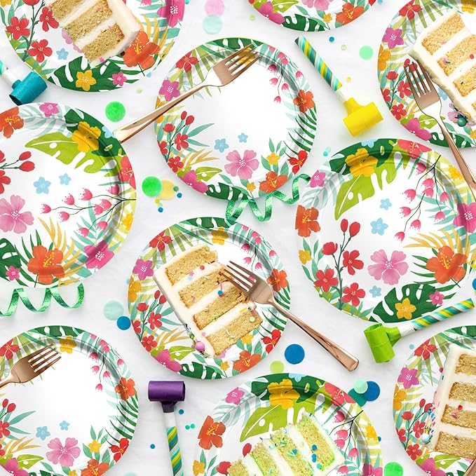 Gatherfun Tropical Luau Party Supplies Kit for 76 Count- Aloha Hawaiian Party Decorations with Disposable Paper Plates| BBQs & Summer party