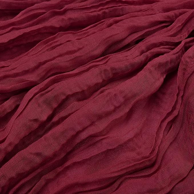 12 Pack Burgundy Cheesecloth Table Runner 10FT Boho Gauze Cheese Cloth Fabric 35 x 120 Inch Rustic Sheer for Christmas Fall Thanksgiving Centerpiece Wedding Decor Baby Shower Party Decoration