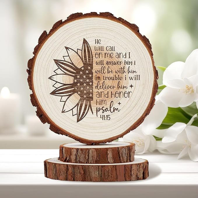 Rustic Wedding Cake Topper with Bible Verse Religious Country Rustic Happy Birthday Cake Topper Christian Gifts for Men Women Faith Engraved Cake Toppers Mr Mrs Party Cake Supplies