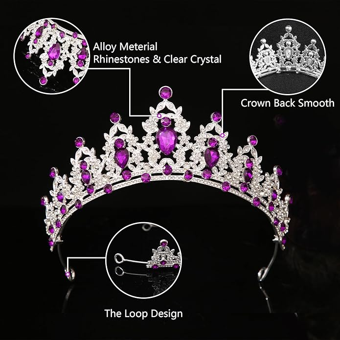 Kamirola - Queen Crown and Tiaras Princess Crown for Women and Girls Crystal Headbands for Bridal, Princess for Wedding and Party（01）