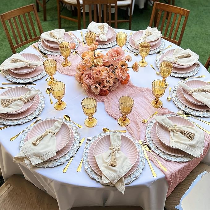 12 Pack Blush Pink Cheesecloth Table Runner 10FT Boho Cheese Cloths Gauze Fabric Table Runners 120 Inch Rustic Sheer for Wedding Birthday Party Baby Shower Centerpiece Home Decorations