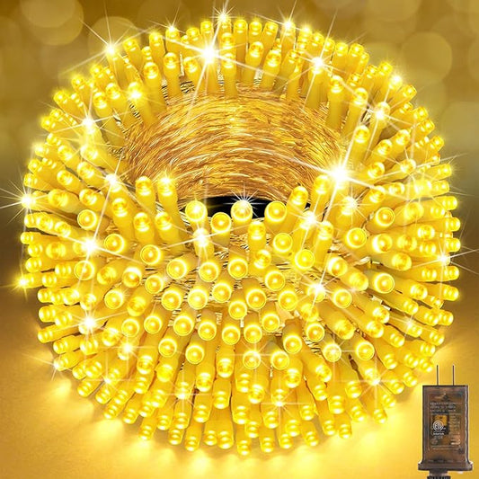 SAUIRS 600FT 1500 LED Christmas Lights Outdoor String Lights with 8 Modes Timer Waterproof Fairy Light Plug in for Outside Indoor Party Xmas Palm Tree Yard Wedding Decorations(Warm White)