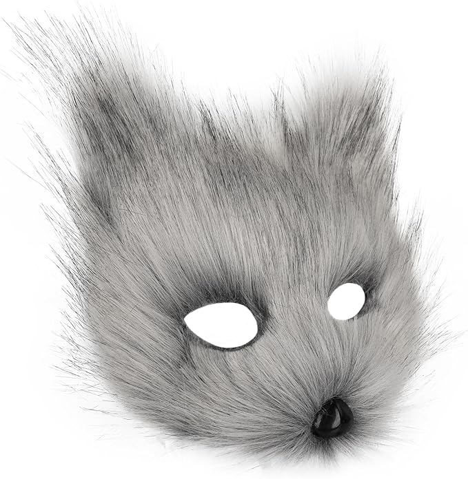 Animal Fox Wolf Mask Halloween Party Cosplay Costumes Props Plush Cat Half Face Masks Carnival Christmas Masquerade