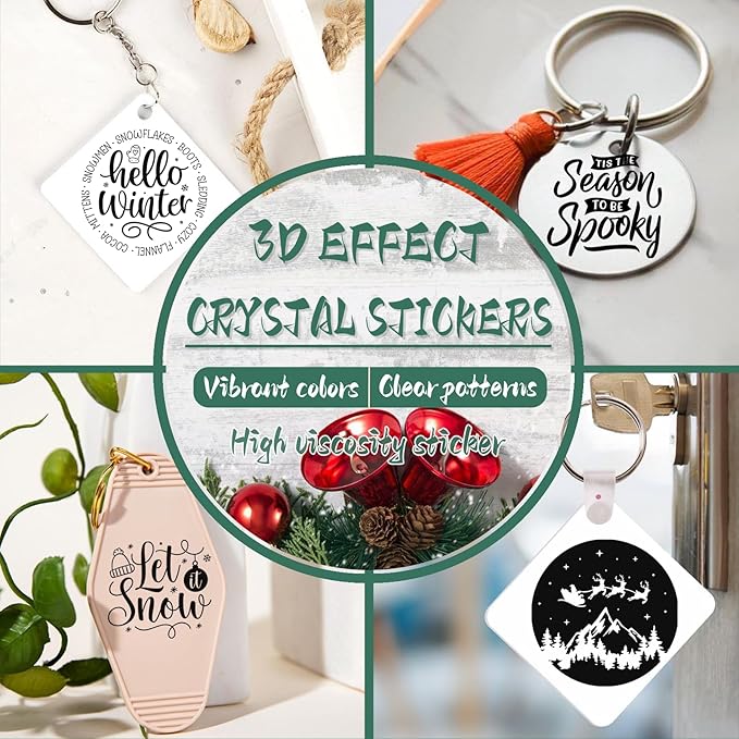 UV DTF Keychain Sticker,48 Sheets Christmas Quotes Waterproof Graphic Transfer Stickers, Perfect for Decorating Motel and Hotel Keychains