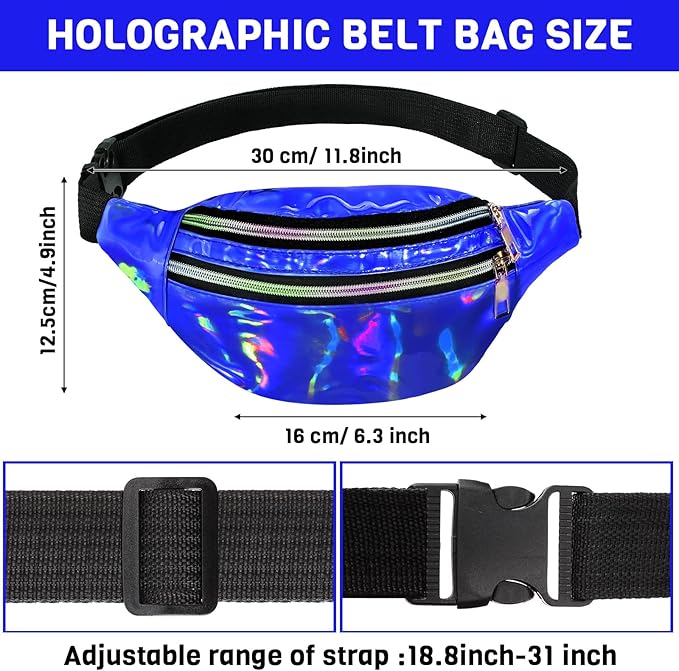 Handepo 19 Pcs 80s Costume Accessories Holographic Fanny Pack Leg Warmers Lace Headband Earrings Gloves Necklace Bracelet
