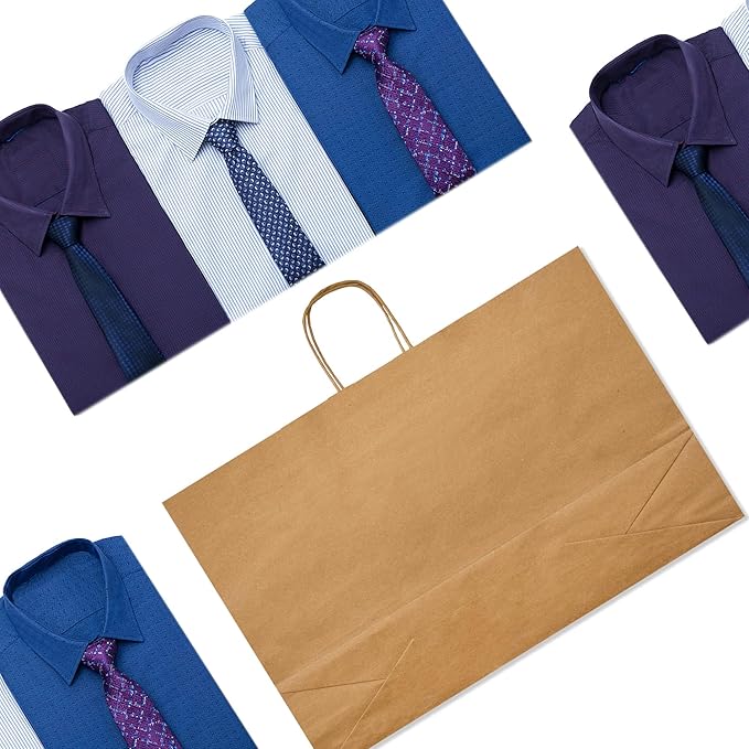 GSSUSA 16x6x12 Large Paper Bags with Handles 200Pcs, Valentine's Day Gift Bag, Bags for Small Business Bulk, Brown Paper Shopping Bag for Boutique, Clothing, Grocery, Food Service Take Out