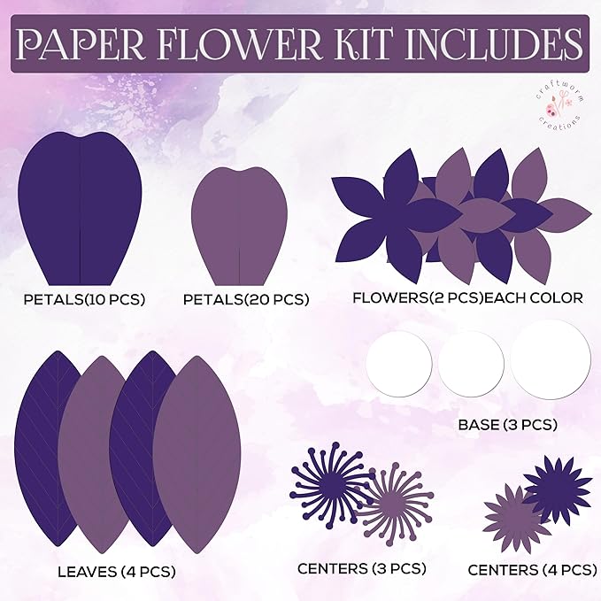 Giant Paper Flowers Kit - DIY Flower Craft Set for Backdrop, Party & Nursery Decor - Ready-to-Assemble Precut Flowers with Leaves & Instructions - Reusable Large Flower for Decoration & More