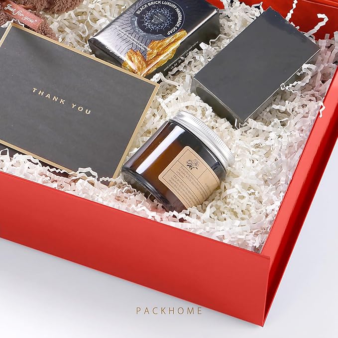 PACKHOME 6 Christmas Large Gift Boxes 13.5x10x3.5 Inches, Sturdy Shirt Boxes with Magnetic Lids for Multiple Occasions (Glossy Red)