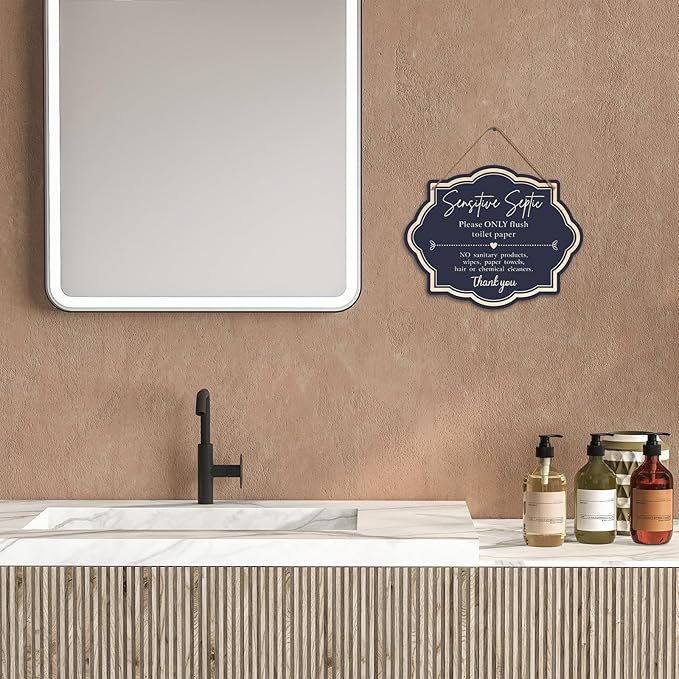 Bathroom Wood Wall Sign Bathroom Sign - Please Only Flush Toilet Paper - Rustic Wooden Hanging Decor with Funny Quote Bathroom Art for Home Toilet Humor Wall Decoration, 8 x 10 - A04