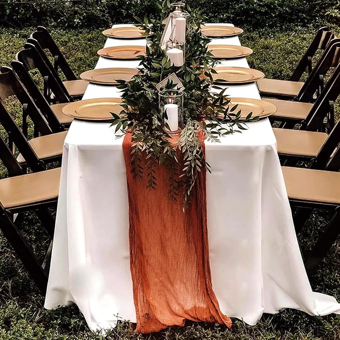 6 Pack Fall Table Runner Terracotta Cheesecloth Table Runner 10FT Boho Cheese Cloths Gauze Fabric 120 Inch Rustic for Thanksgiving Wedding Birthday Party Baby Shower Decorations
