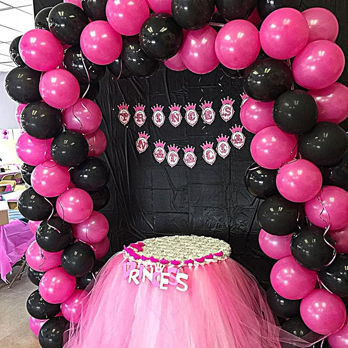 110pcs Hot Pink Balloons 12 Inch Fuschia Latex Balloon Garland Arch Kit for Birthday Baby Shower Anniversary Graduation Wedding Party Decorations