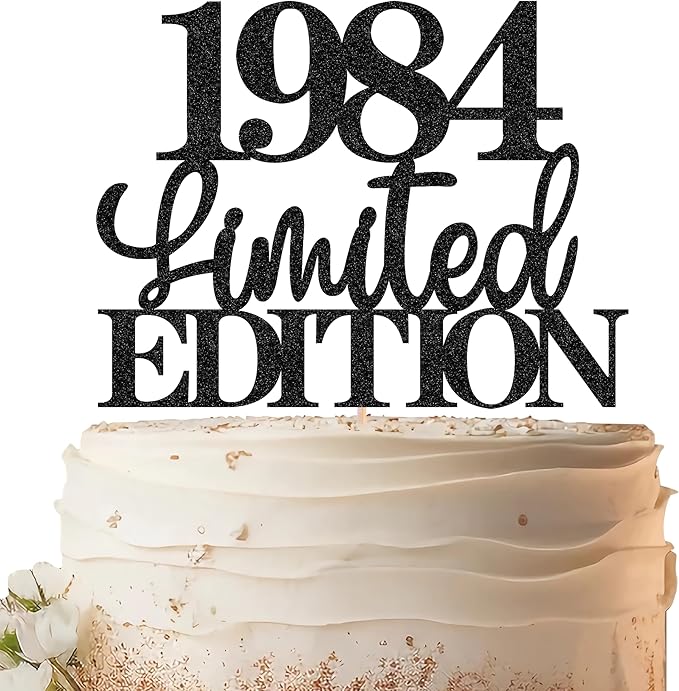 Limited EDITION 1984 Cake Topper - Black Glitter Happy 41st Birthday Party Cake Decoration Supplies, Cheer to 41 Years Cake Bunting Decor for 41st Birthday Party Photo Booth Props
