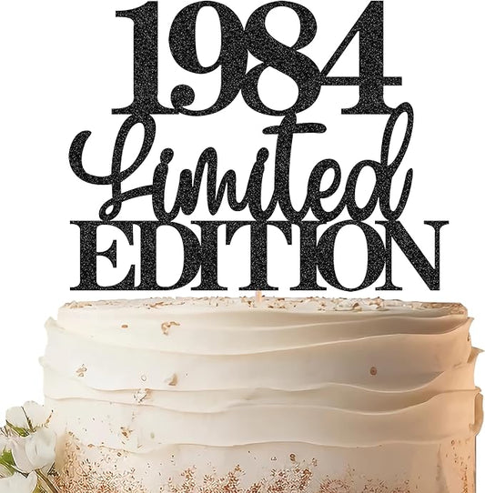 Limited EDITION 1984 Cake Topper - Black Glitter Happy 41st Birthday Party Cake Decoration Supplies, Cheer to 41 Years Cake Bunting Decor for 41st Birthday Party Photo Booth Props