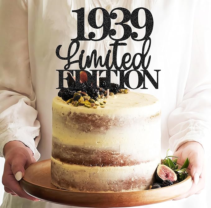 Limited EDITION 1939 Cake Topper - Black Glitter Happy 86th Birthday Party Cake Decoration Supplies, Cheer to 86 Years Cake Bunting Decor for 86th Birthday Party Photo Booth Props