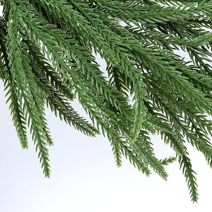 Faux Norfolk Pine Christmas Garland – Real Touch Greenery Artificial Cedar Christmas Garland for Fireplace Mantel, Staircase, Door Frame, Holiday Indoor Winter Décor (12FT)