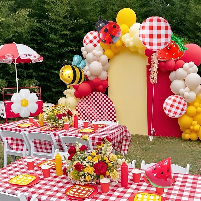 8pcs Picnic Balloons Checkerboard Balloon Gingham Balloons Picnic Party Decoration BBQ Themed Party Decorations Gingham Party Decor Birthday Holiday Decor Summer Picnic BBQ Party Decor Supplies