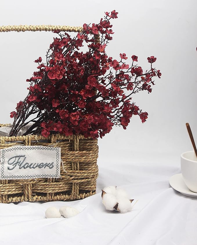 Babys Breath Silk Artificial Flowers Bulk 20pcs for Fall Decor Fake flower bouquet Bulk for Home Kitchen Indoor Bouquet Floral Arrangement Table Centerpieces Party Decor(Burgundy Red 20pcs)