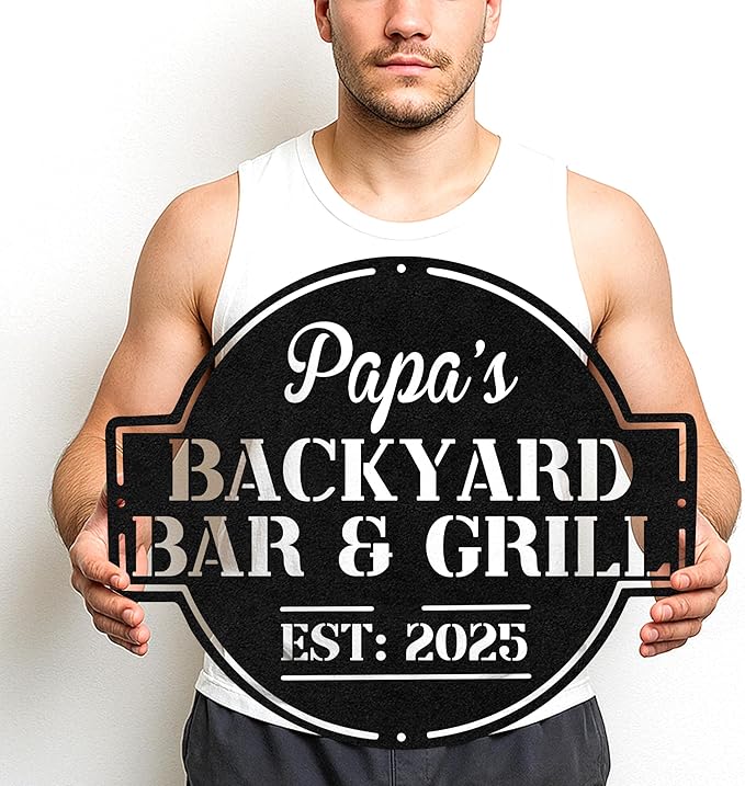 Custom BBQ Metal Sign Personalized Grill Name Wall Art for Outdoor Kitchen Patio Backyard Decor Fathers Gift for Dad Grandpa Husband Barbecue Smoker Area Sign, Grilling Lover Gifts 60