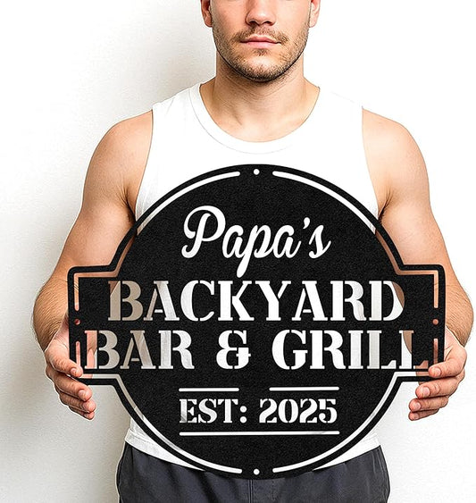 Custom BBQ Metal Sign Personalized Grill Name Wall Art for Outdoor Kitchen Patio Backyard Decor Fathers Gift for Dad Grandpa Husband Barbecue Smoker Area Sign, Grilling Lover Gifts 60