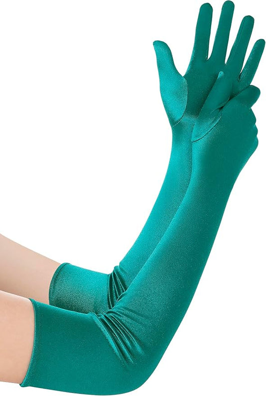 BABEYOND Long Opera Party 1920s Satin Tea Party Gloves Costume Stretchy Adult Size Elbow Length Bridal Gloves