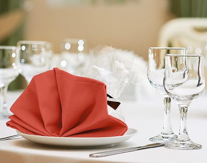Utopia Kitchen Coral Cloth Napkins [12 Pack, 18x18 Inch] Absorbent Cotton Blend Washable and Reusable for Dinner, Restaurant, Lunch, Wedding and Hotel