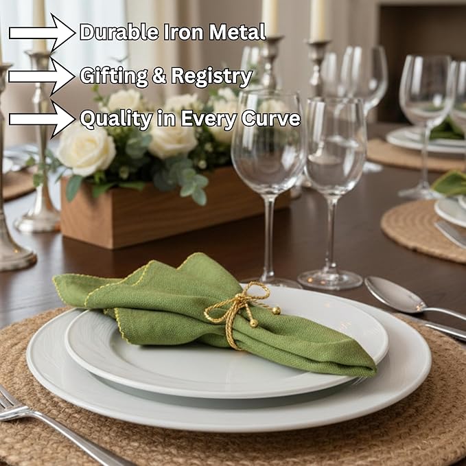Heavy Duty Metal Napkin Ring Set of 12 - Elegant Napkin Ring with Sturdy Design - Handmade Napkin Holders for Wedding, Dinner, Parties, Dining Room, Family Gathering (Gold & Silver) - CLEENTABLE