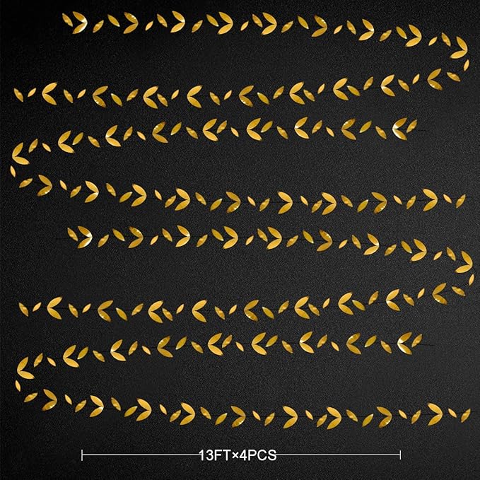 Gold Party Decorations Leaf Garland Hanging Paper Gold Leaves Streamer Banner for Wedding Engagement Bridal Shower Birthday Baby Shower Spring Summer Christmas Nature Tea Party Decorations Supplies
