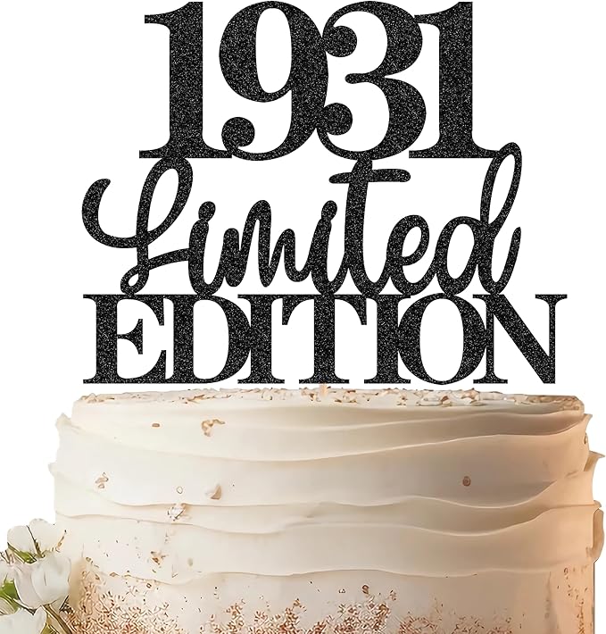 Limited EDITION 1931 Cake Topper - Black Glitter Happy 94th Birthday Party Cake Decoration Supplies, Cheer to 94 Years Cake Bunting Decor for 94th Birthday Party Photo Booth Props