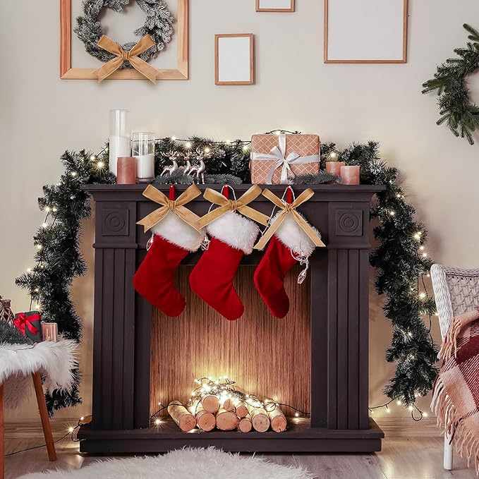 Yilloog 3/8'' 5/8'' 1'' 90 Yards Christmas Velvet Ribbon Vintage Satin Fabric Velvet Ribbon Roll for Christmas Tree Ornaments Decoration Gift Wrapping Bow DIY Crafts (Khaki)