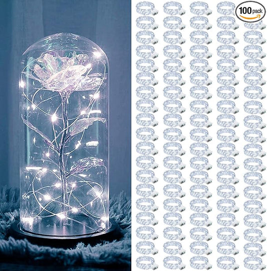 ZGWJ 100 Pack Fairy Lights Battery Operated, 7ft 20 Mini LED Fairy String Lights Silver Wire 4 Modes for DIY, Parties, Wedding, Bedroom, Halloween Christmas Decoration White