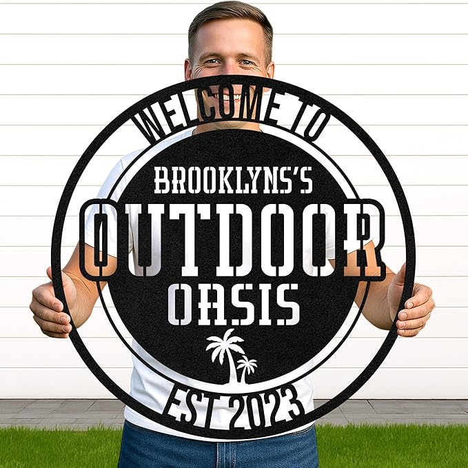 Custom BBQ Metal Sign Personalized Grill Name Wall Art for Outdoor Kitchen Patio Backyard Decor Fathers Gift for Dad Grandpa Husband Barbecue Smoker Area Sign, Grilling Lover Gifts 05