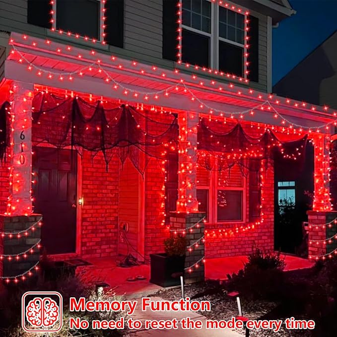 YEGUO 165ft 500 LED Christmas Lights Outdoor Waterproof, Red String Lights Indoor Plug in, 8 Modes Clear Wire for Christmas Holiday Home Tree Garden Patio Decor