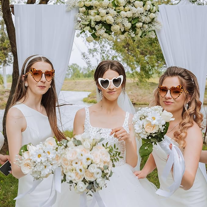 12 Pack Bachelorette Sunglasses Heart Shaped Sunglasses Vintage Heart Glasses for Women Wedding Party Decor