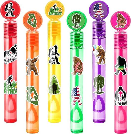 24PCS Bigfoot DIY Bubble Wands with 96PCS Stickers - Party Favor for Goodie Bags, Pinata Stuffers, Mini Bubble Bulk Birthday Supplies, Toys Gifts, Class Prizes for Toddlers, Boys & Girls