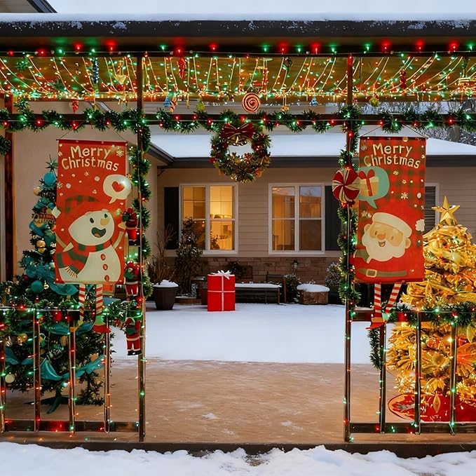 YEGUO 165ft 500 LED Red and Green Christmas Lights Outdoor Waterproof, Clear Wire String Lights Indoor Plug in, 8 Modes Clear Wire Twinkle Tree Light for Xmas Party Garden