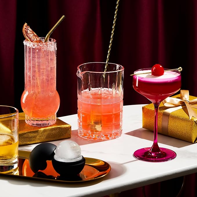 Viski Highland Mixing Glass - 18 Ounces, Crystal, Square-Cut Crystal Barware, Cocktail Accessories, Home Bar Supplies