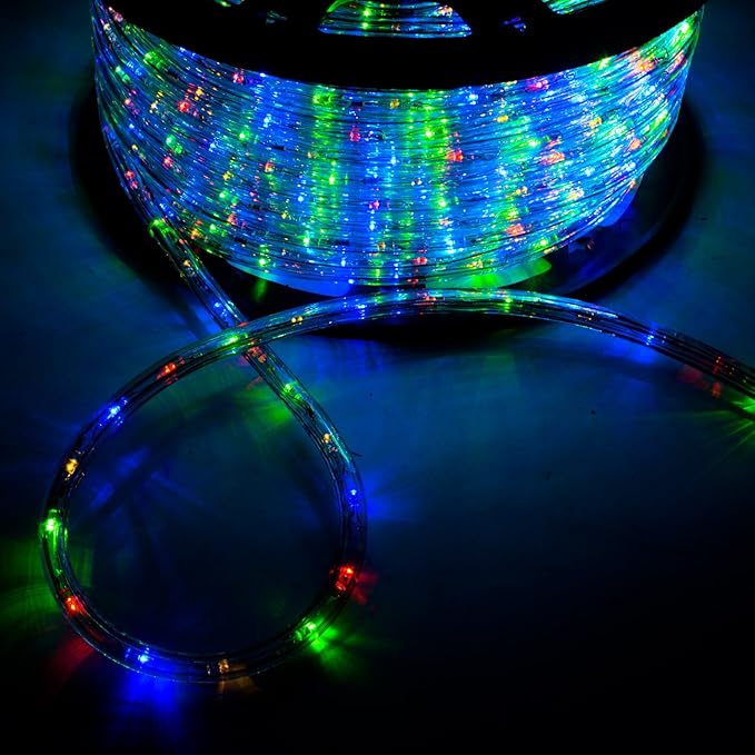 Flexible 150FT Crystal Clear PVC Tubing LED Rope Light Indoor/Outdoor Boat Decorative Party Christmas Holiday Business Restaurant Light Kit 110V (Multi-Color)