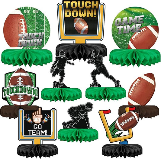 10PCS Football Party Decorations Football Table Centerpiece Football Honeycomb Centerpieces Table Toppers for Football Birthday Party Football Game