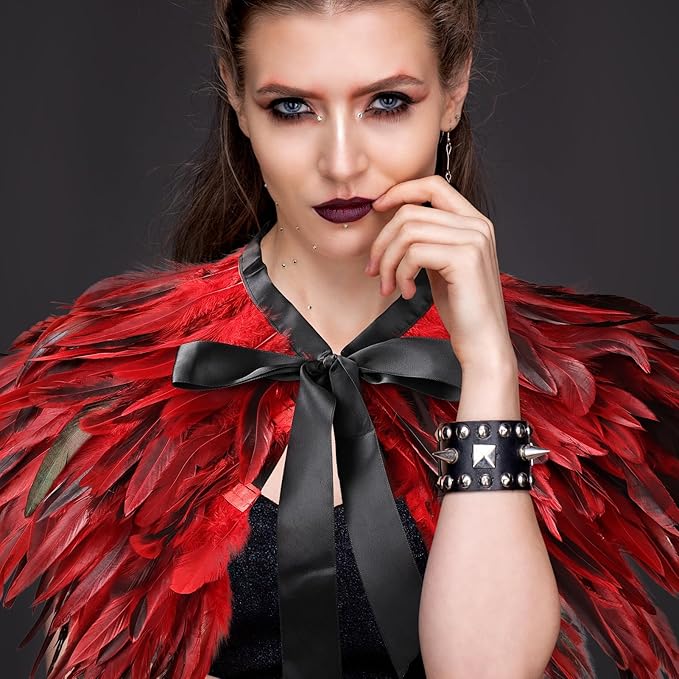 Gothic Natural Feather Shrug Feather Shawl Wrap Cape Victorian Collar for Halloween Cosplay Party Costume Accessories