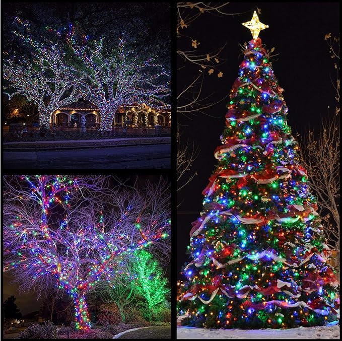 YULETIME Multicolor Faceted LED Christmas Lights 200 Count 50 ft, Pack of 2 Strands 25 ft 100 Lights UL Certified Commercial Grade Green Wire Holiday String Light Set (Multicolor)