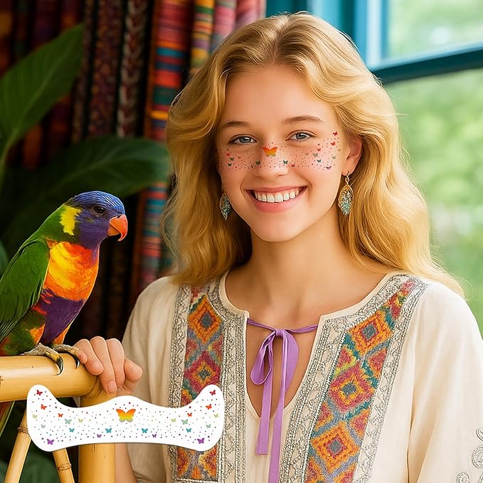 Temporary Tattoos Adult: Glitter Freckles & Star Face | Body Glitters with Face Glitter for Women Girls - Country Concerts Festival Rave Accessories (butterfly)