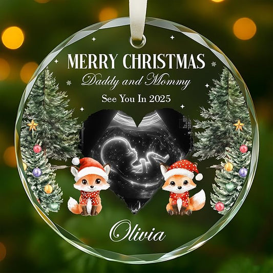 Personalized Crystal Christmas Ornaments with Photo, Custom Christmas Photo Tree Glass Ornaments, Elegant Crystal Keepsake for Family, Couples, Weddings & Christmas 2025 Gifts (#PGO04)