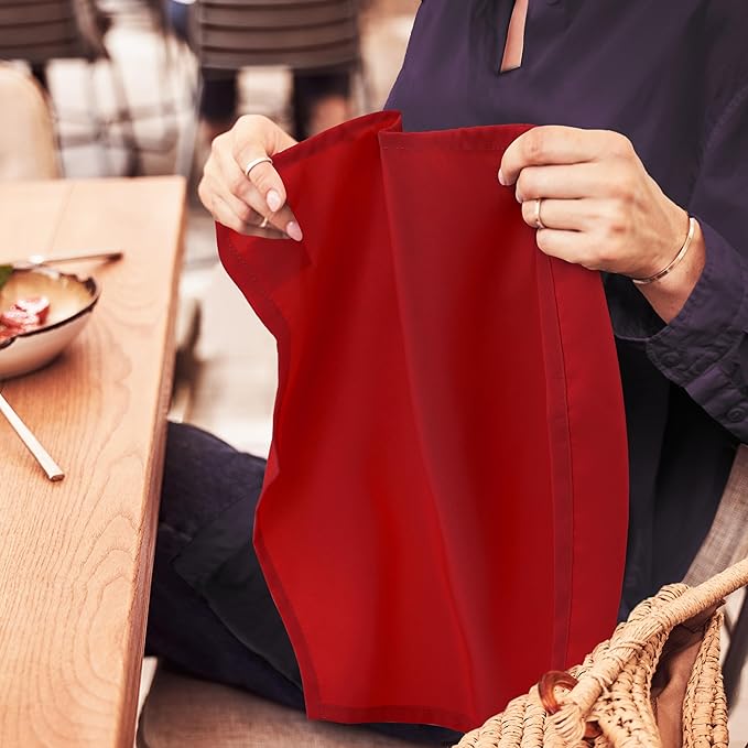 Utopia Home [24 Pack, Red] Cloth Napkins 18x18 Inches, 100% Polyester Hemmed Edges, Washable and Reusable Ideal for Parties, Weddings and Dinners