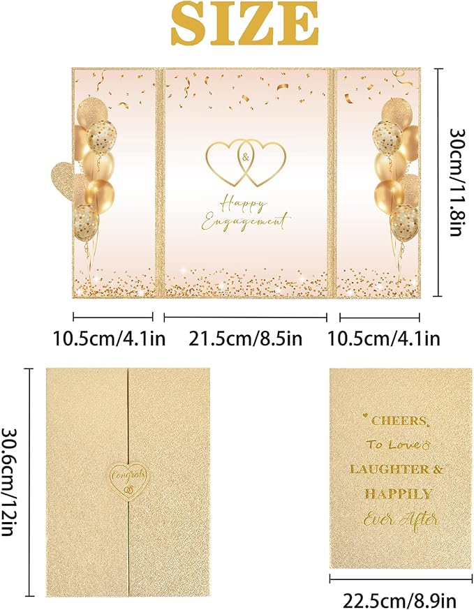 DARUNAXY Champagne Gold Engagement Party Decorations, Happy Engagement Alternative Signature Guest Book Just Engaged Gifts Almost Married Congratulations Engagement Signing Card Board Party Supplies