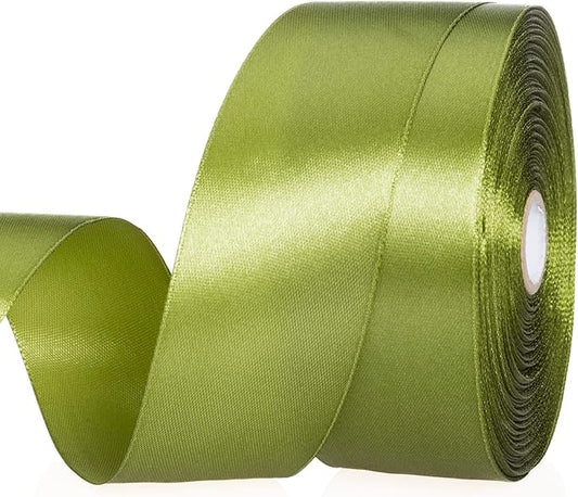 1 1/2 Inch Moss Green Solid Satin Ribbon, 50 Yards Craft Fabric Ribbon for Gift Wrapping Floral Bouquets Wedding Party Decoration