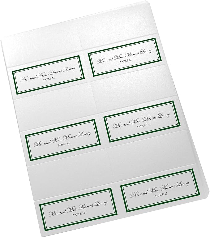 Double Line Border Printable Place Cards, Hunter Green (Choose Color), Set of 150 (25 Sheets), Laser & Inkjet Printers - Wedding, Party, Dinner, and Special Events
