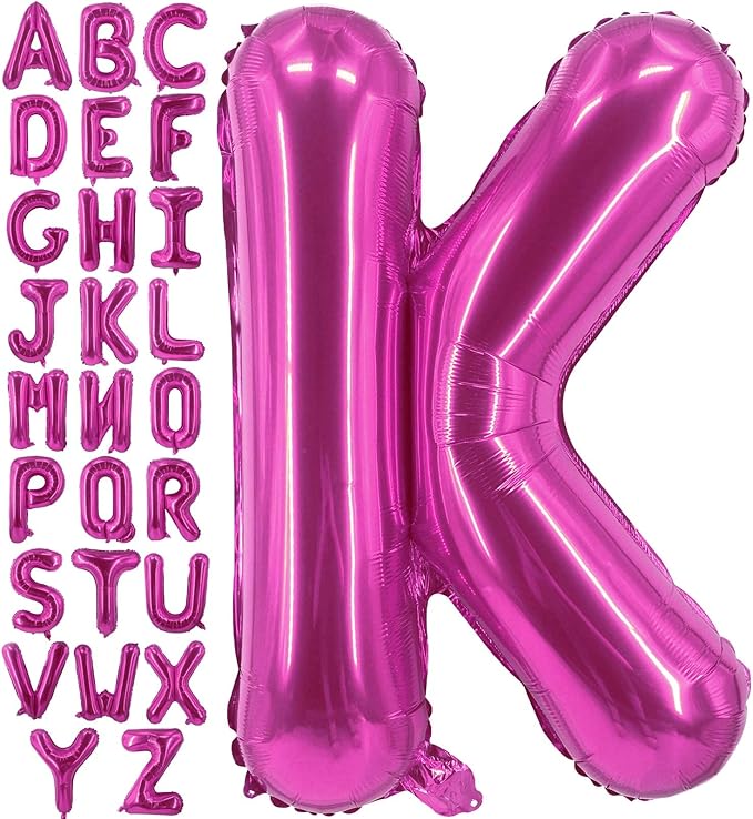 Lovoir 40 Inch Large Hot Pink Letter K Balloons Big Size Jumbo Mylar Foil Helium Balloon for Birthday Party Celebration Decorations Alphabet Hot Pink K