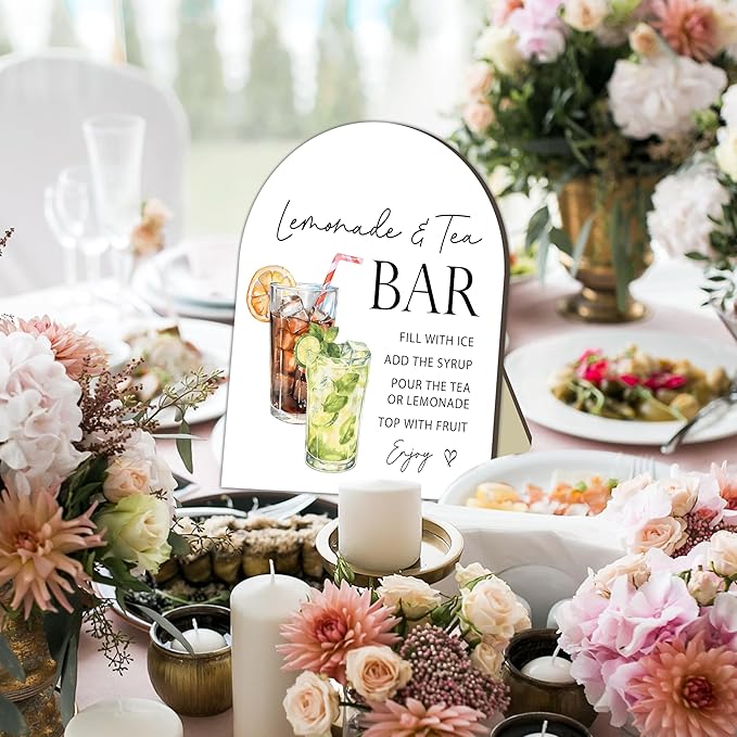 Lemon Tea Bar Sign, Baby Shower Table Sign, Baby Shower Lemonade Signs, Wooden Standing for Party Drink Station Setup, Welcome Board for Gender Reveal, Lemon Tea Signs for Babies Party Decor 8x10 Inch