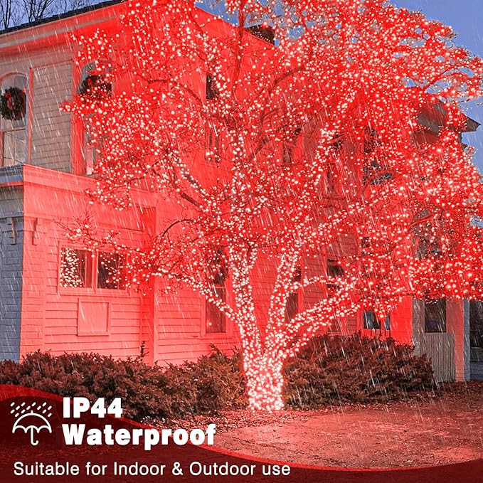165FT 500 LED Christmas Lights, Plug in Christmas String Lights with Waterproof, 8 Modes Twinkle Fairy Lights for Xmas Garden Wedding Tree Holiday Decorations, Red