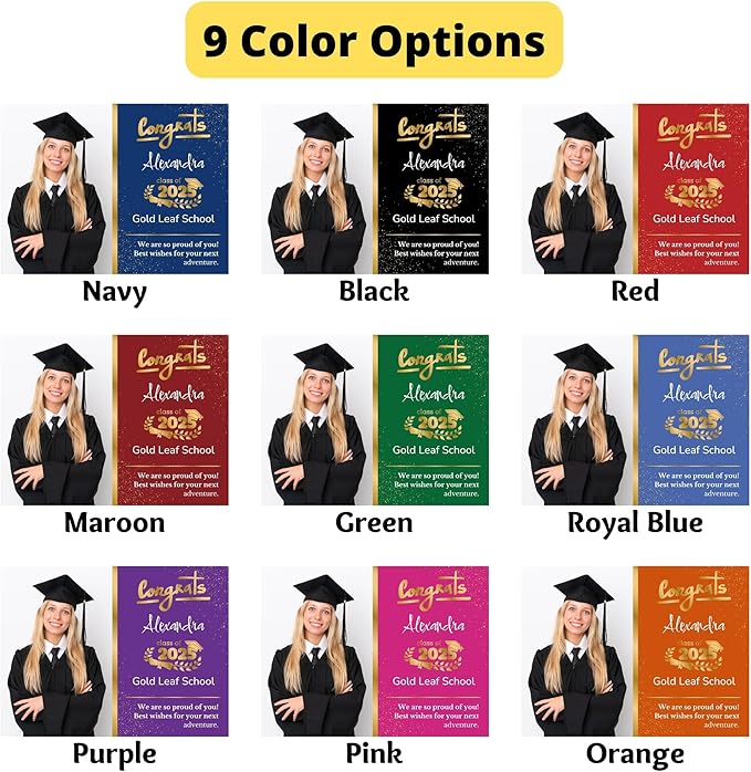 2025 Graduation Yard Signs Personalized, Custom Graduation Yard Sign with Graduate's Photo Print, Custom Text, and multi Color Options, Ready to Use Lawn Signs Graduation, 24" W x 18" H, Single or Double Sided Printing